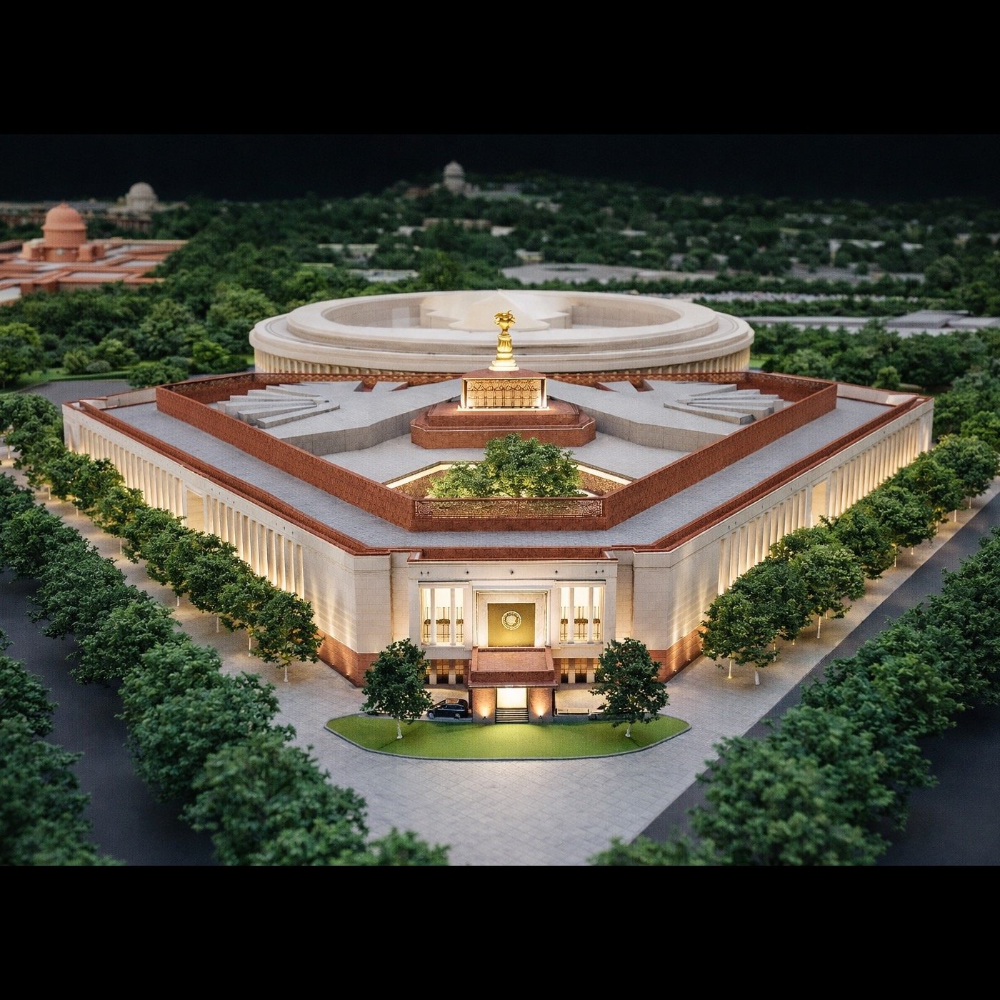 Aerial view of the Indian Parliament complex