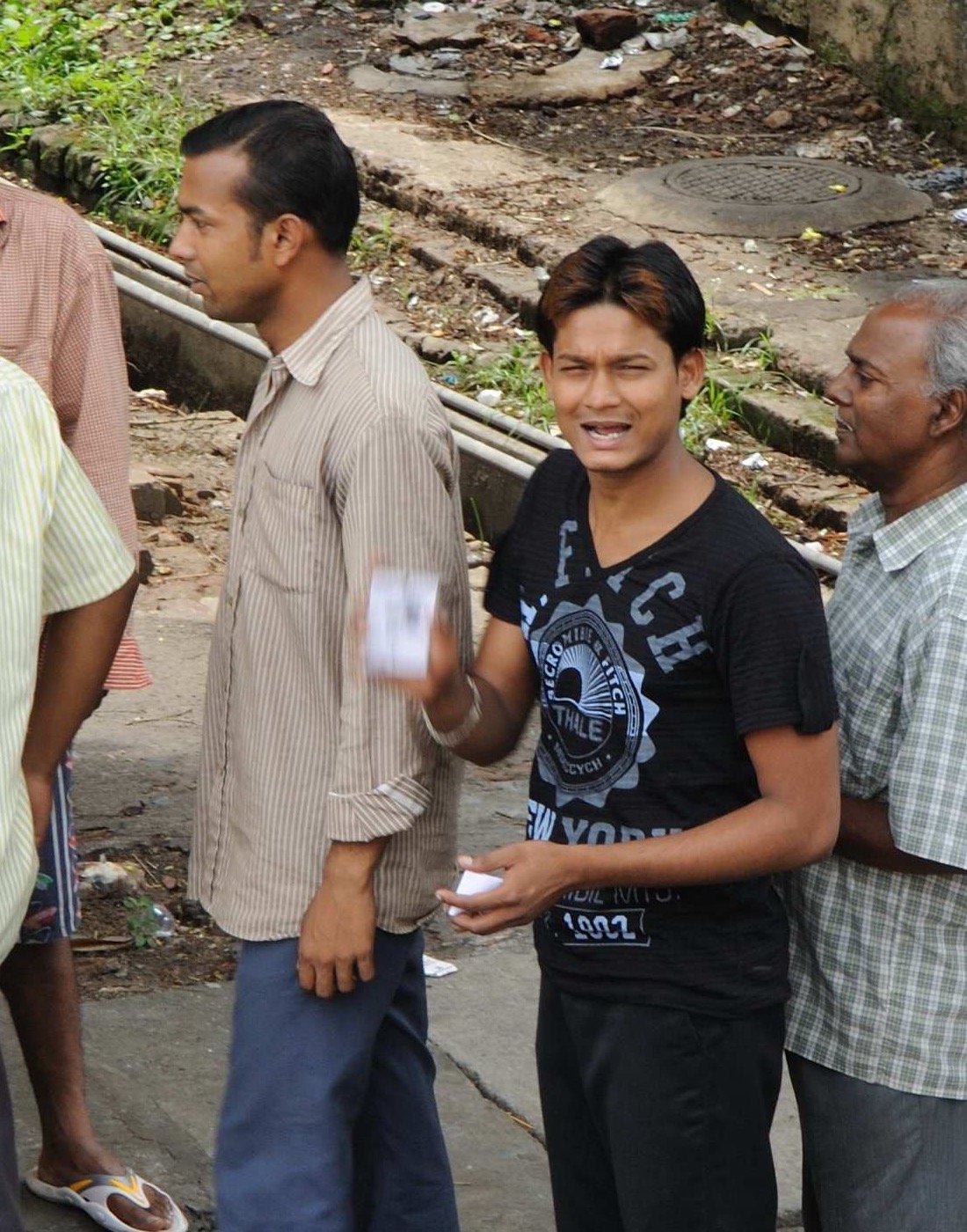 Indian voters waiting in line during an election